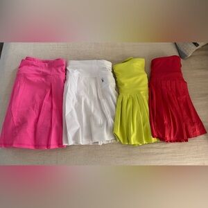 LOT (4) Women’s Tennis Golf Skirts Assorted Colors Size Large Pleated Athletic